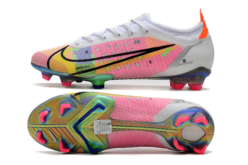 Nike Mercurial Vapor 14 - Branco com Rosa(Trava de Silicone)