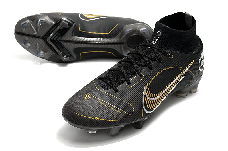 Nike Superfly 8 Preta com Dourado (trava de silicone)