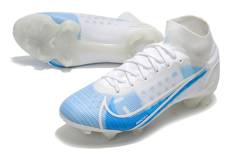 Nike Superfly 8 Branca com Azul  (trava de silicone)