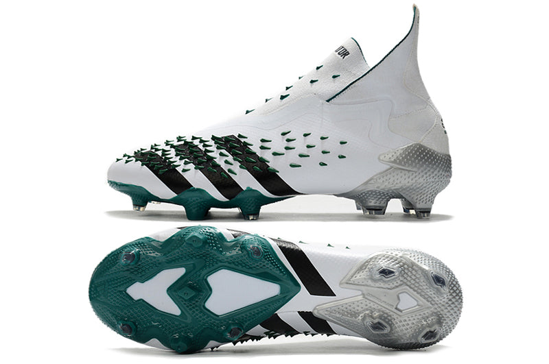 Adidas Predator Freak Branca com Verde (Cano Alto, Sem Cadarço)