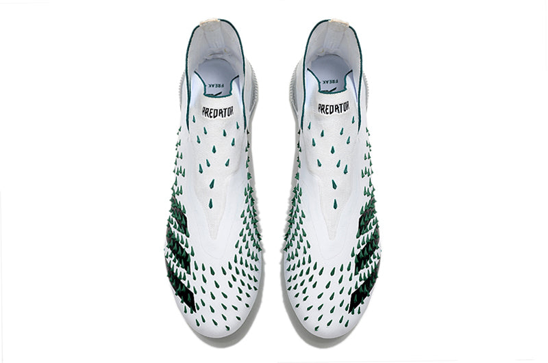 Adidas Predator Freak Branca com Verde (Cano Alto, Sem Cadarço)